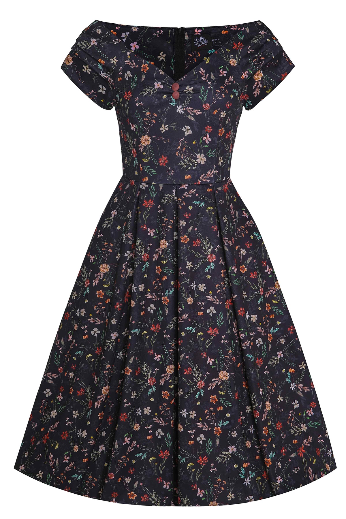 Lily Meadow Floral Black Off Shoulder Dress