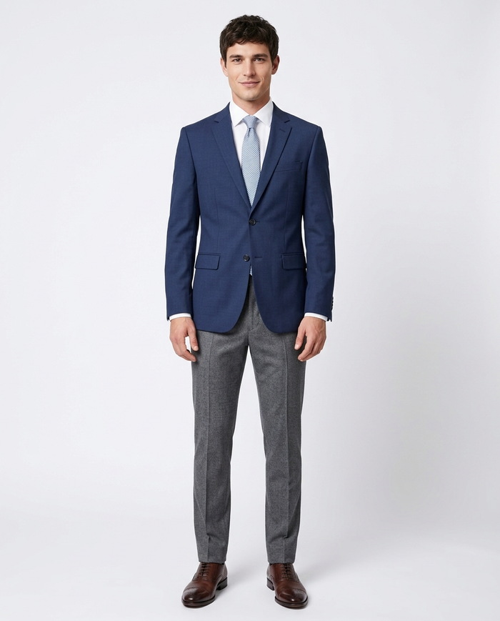 Men's Raphael Slim Fit Solid Blue Two Button  Blazer Sportcoat