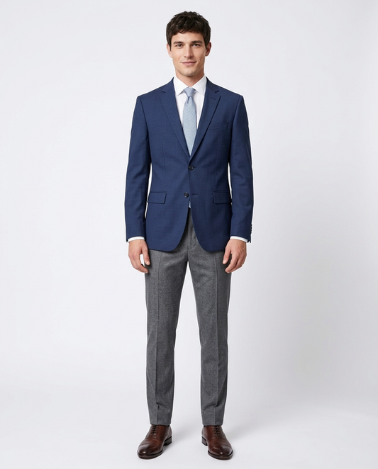 Men's Raphael Slim Fit Solid Blue Two Button  Blazer Sportcoat