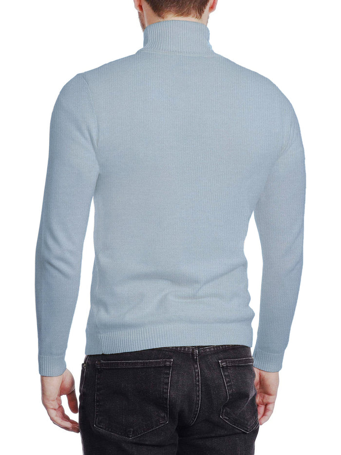 Arthur Black Men's Solid Light Blue Pullover Cotton Blend Turtleneck Sweater - The Suit Depot
