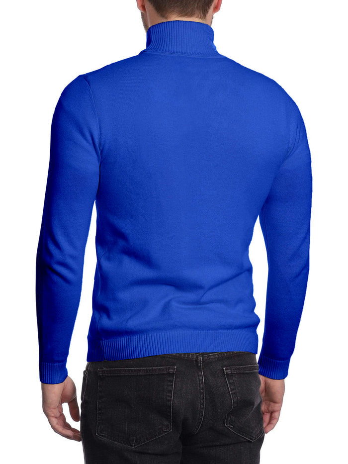 Arthur Black Men's Solid Royal Blue Pullover Cotton Blend Turtleneck Sweater - The Suit Depot
