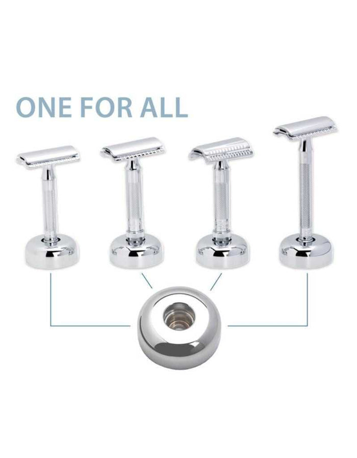 Merkur multi-fit razor stand with four razor holders and base