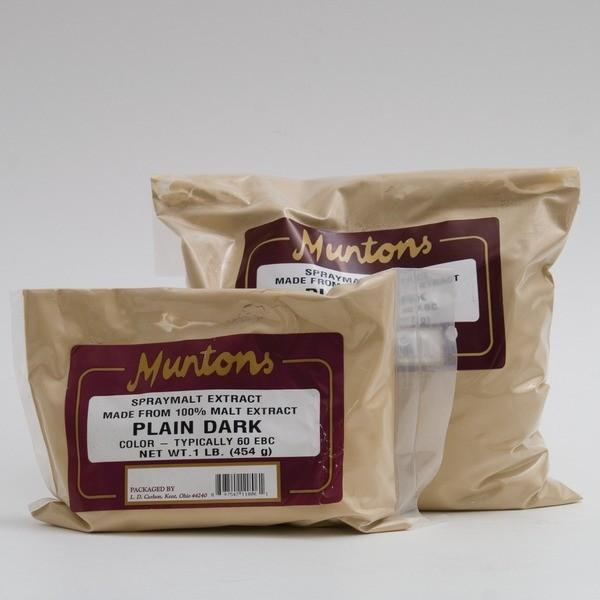 1-pound and 3-pound bgas of Munton's Dry Malt Extract