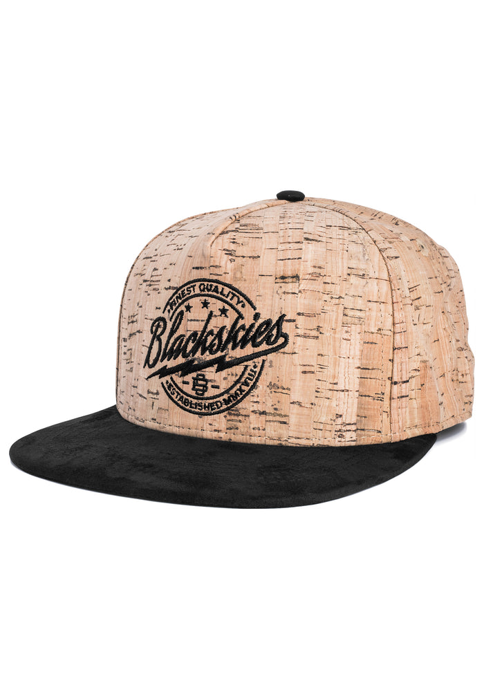 Blackskies-Force-of-Nature-Snapback-Cap-Cork-Black-Suede