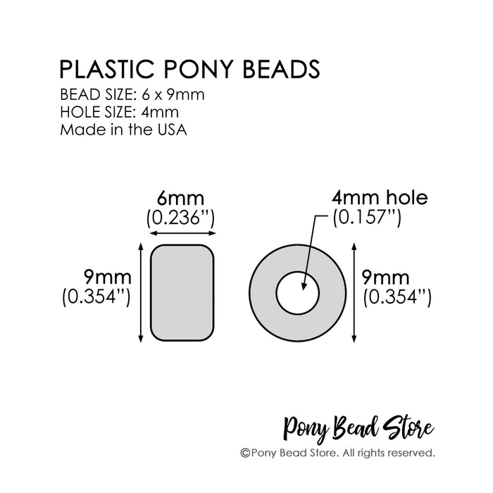 Navy Blue Opaque Plastic Pony Beads, 6 x 9mm, 500 beads