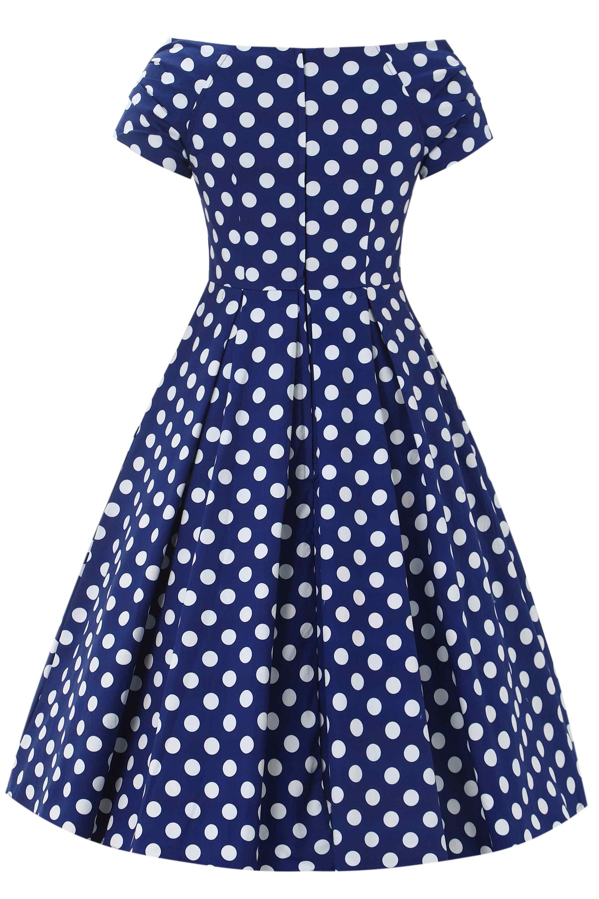 Lily Navy Blue Polka Dot Off Shoulder Dress