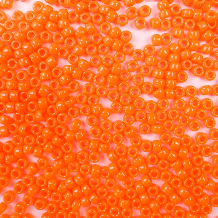 Neon Orange Plastic Pony Beads, 6 x 9mm, 500 beads