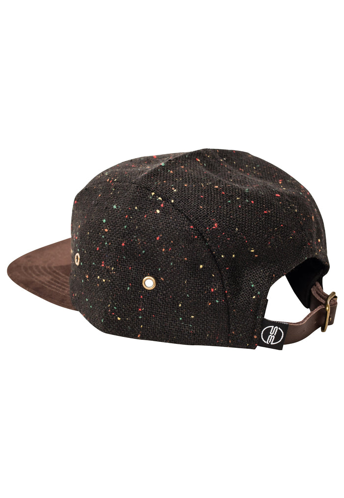 Blackskies-Obsidian-5-Panel-Hat-Blac-Speckle-Brown-Strap