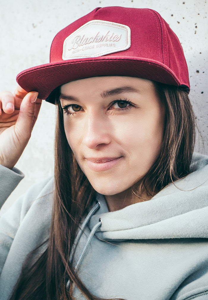 Blackskies-Oasis-Snapback-Cap-Maroon-Beige-Basecap-Hat-Lovely-Model