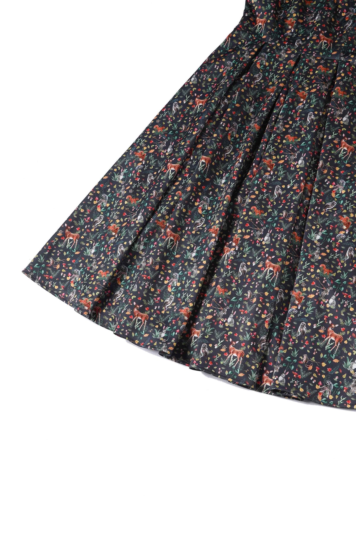 Lily Owl & Deer Off Shoulder Dress In Dark Green