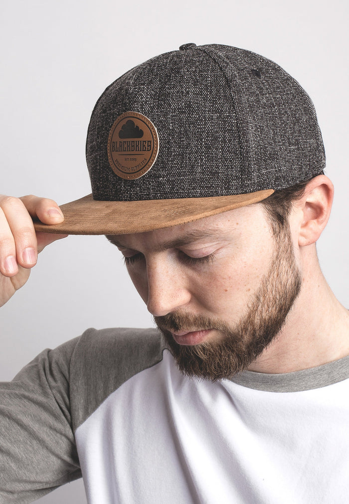 Blackskies-Pathfinder-Snapback-Cap-Black-Melange-Beige-Baseball-Hat-Speckle-Model-2