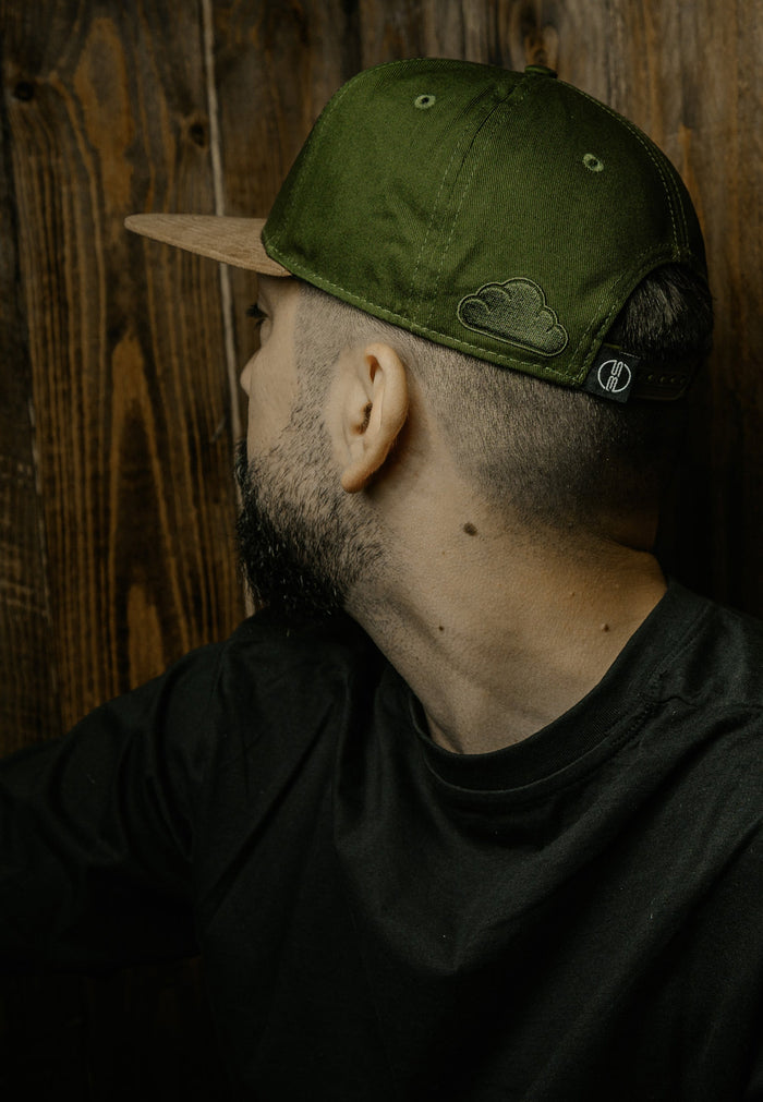 Blackskies-Pathfinder-Snapback-Cap-Olive-Beige-Model-2-1800x2600