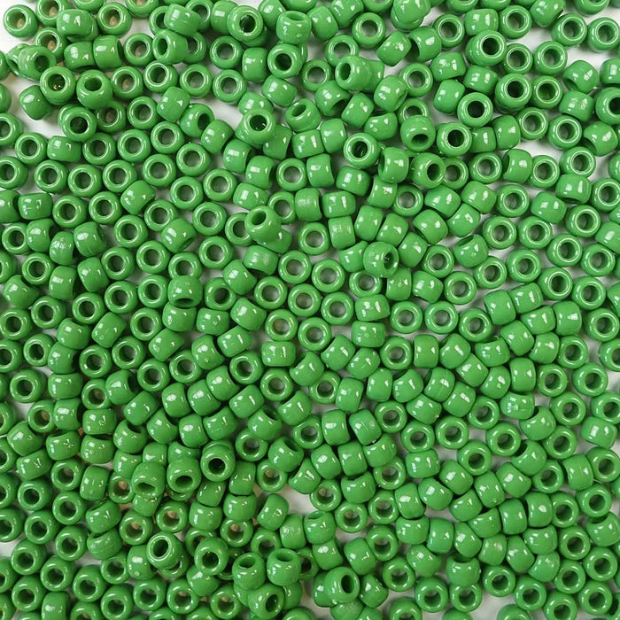 6 x 9mm plastic pony beads in pea green