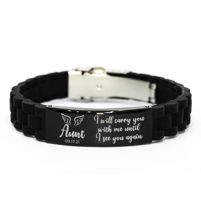 Personalized I Will Carry You With Me Til' I See You Again Memorial Gift Bracelet