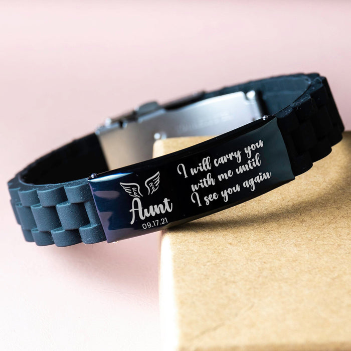 Personalized I Will Carry You With Me Til' I See You Again Memorial Gift Bracelet