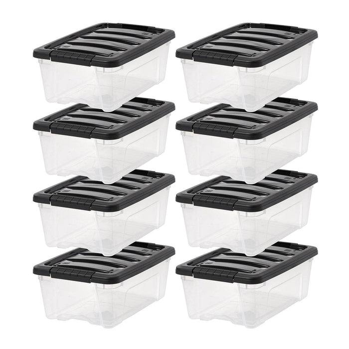 Plastic Storage Bins, Stackable Storage Container with Secure Latching Buckles and Black Lid, 5 Qt. - IRIS USA, Inc.
