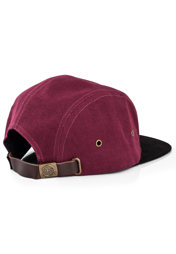 Blackskies-Port-Townsend-5-Panel-Cap-Black-Maroon-Camp-Hat-Strap