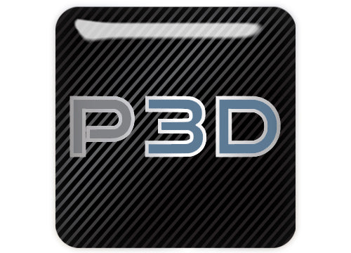 Prepar3d Flight Sim 1"x1" Chrome Effect Domed Case Badge / Sticker Logo