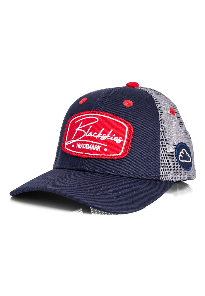 Blackskies-Race-Baseball-Kids-Cap-Navy-Grey-Red-2