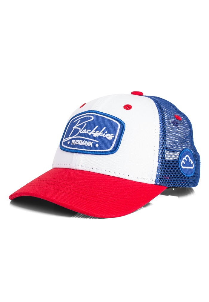 Blackskies-Race-Baseball-Cap-Kids-White-Blue-Red-1