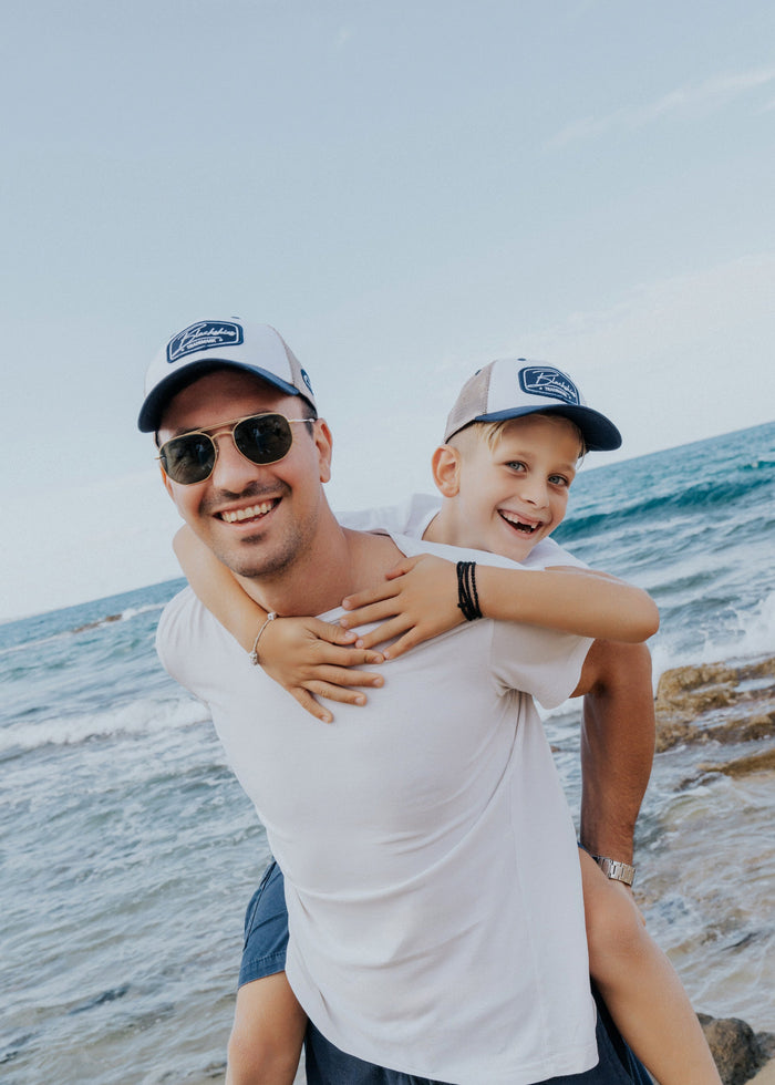 Blackskies-Race-Baseball-Kids-Cap-White-Navy-Sand-Model-Parent