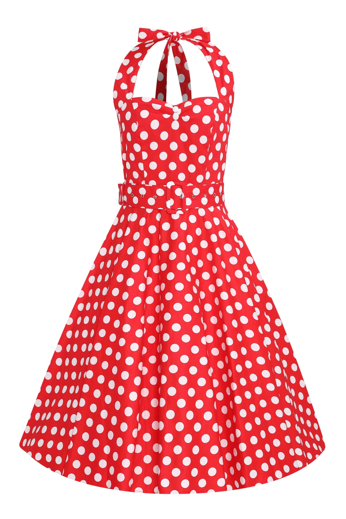 Daisy Red Polka Dot Halter Dress