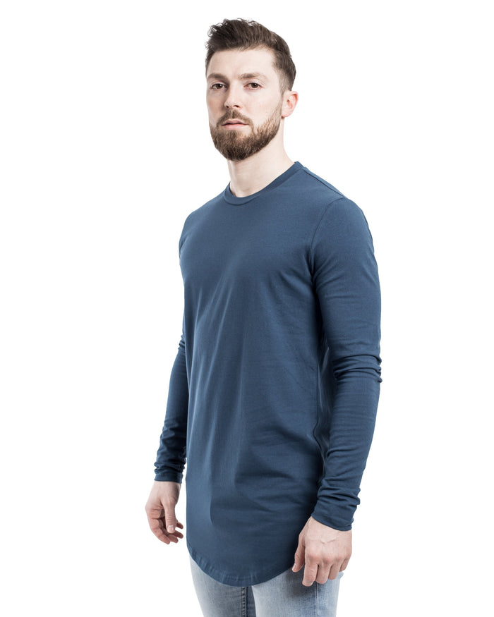 Blackskies-Round-Longline-Long-Sleeve-T-Shirt-Blue-Side