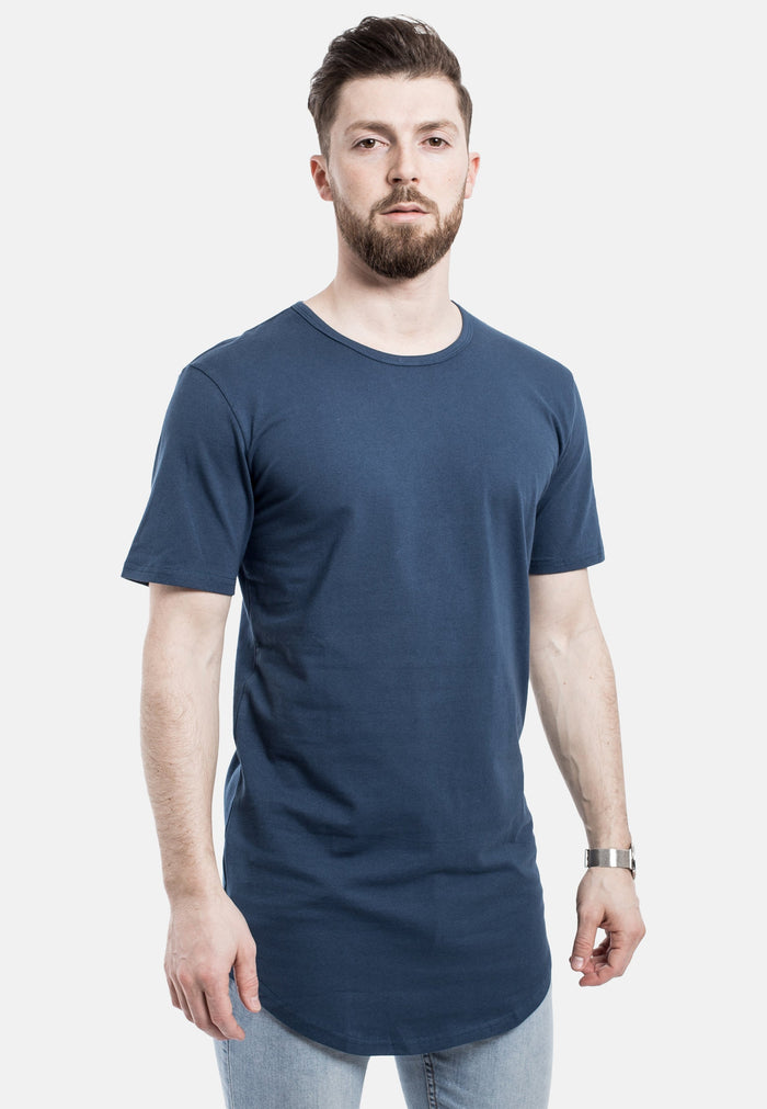 Blackskies-Round-Longline-T-Shirt-Blue-Curved-Hem-Side-2