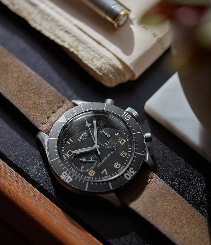 Buy rugged suede quality watch strap in safari khaki brown from A Collected Man London, in short or regular lengths. We are proud to offer these hand-crafted watch straps, thoughtfully made in Europe, to suit your watch. Available to order online for worldwide delivery.
