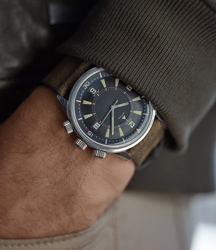 Buy rugged suede quality watch strap in safari khaki brown from A Collected Man London, in short or regular lengths. We are proud to offer these hand-crafted watch straps, thoughtfully made in Europe, to suit your watch. Available to order online for worldwide delivery.