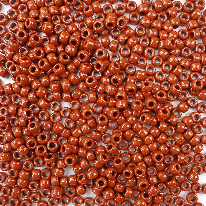 6 x 9mm plastic pony beads in rust
