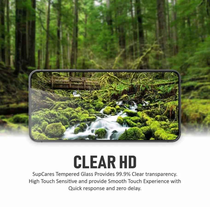 Samsung Galaxy S24 Ultra clear tempered glass screen protector with 9H hardness, showcasing a sleek, scratch-resistant design.