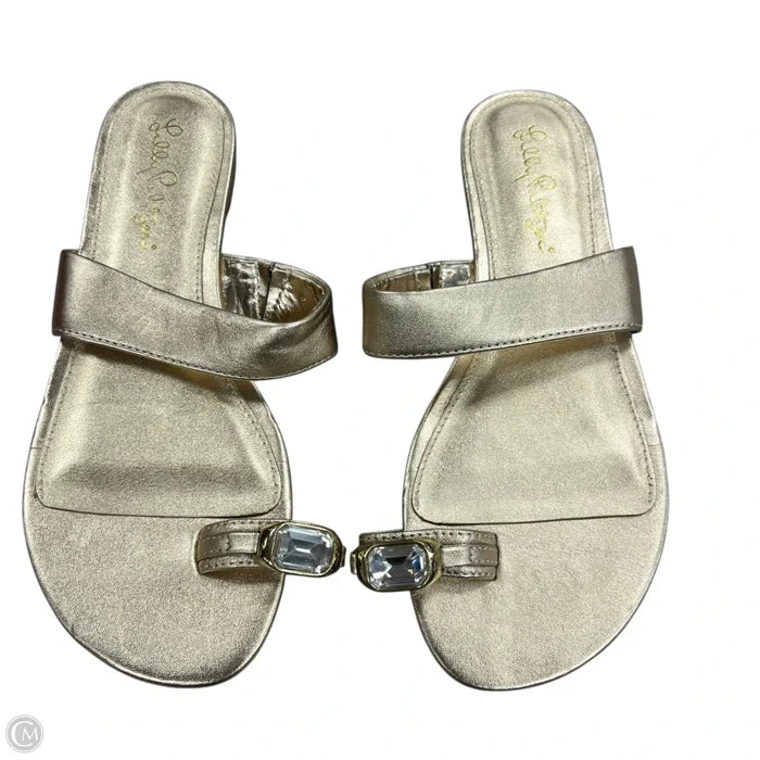 Sandals Designer By Lilly Pulitzer In Gold, Size: 6