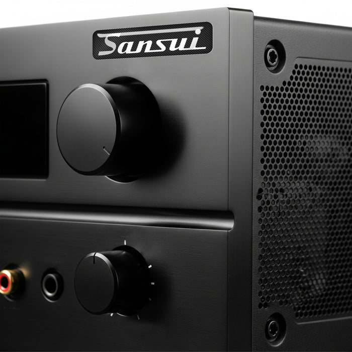 Sansui 2"x0.5" Chrome Effect Domed Case Badge / Sticker Logo
