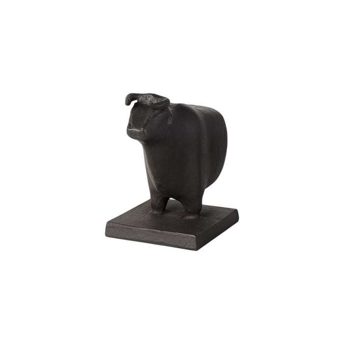Set of Two 7" Black Fabric Bull Decorative Bookends