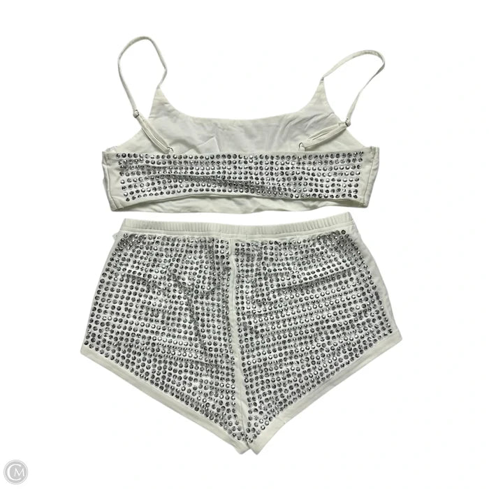 Shorts Set By Fashion Nova In Silver & White, Size: L
