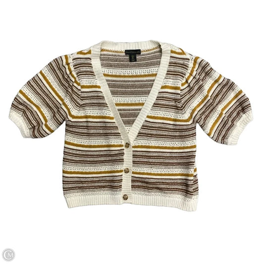 Sweater Cardigan By House Of Harlow In Brown & Cream, Size: L