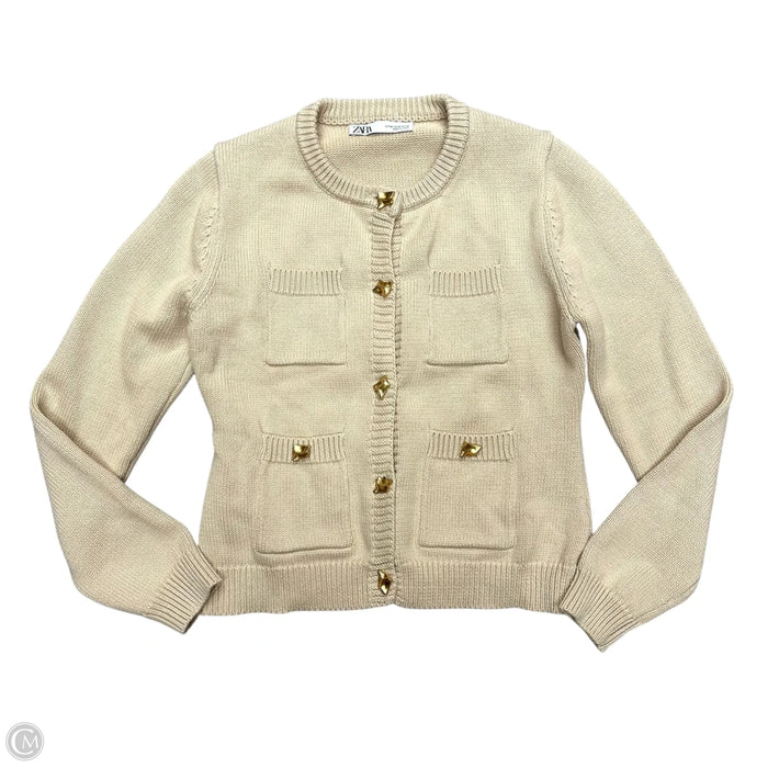 Sweater Cardigan By Zara In Tan, Size: M
