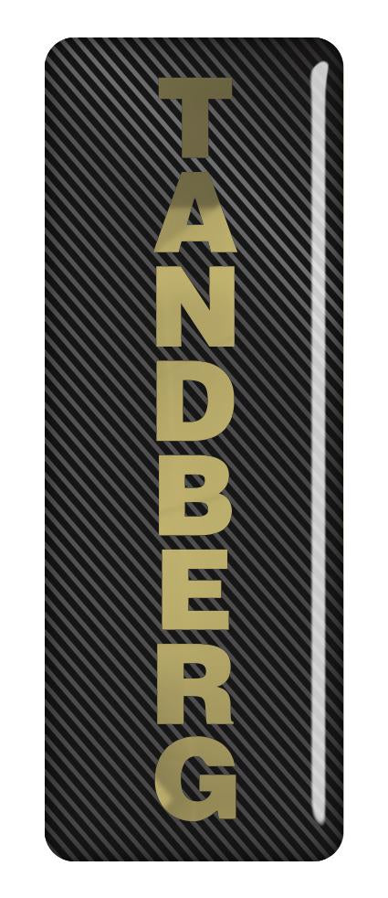 Tandberg Gold Vertical 2.75"x1" Chrome Effect Domed Case Badge / Sticker Logo