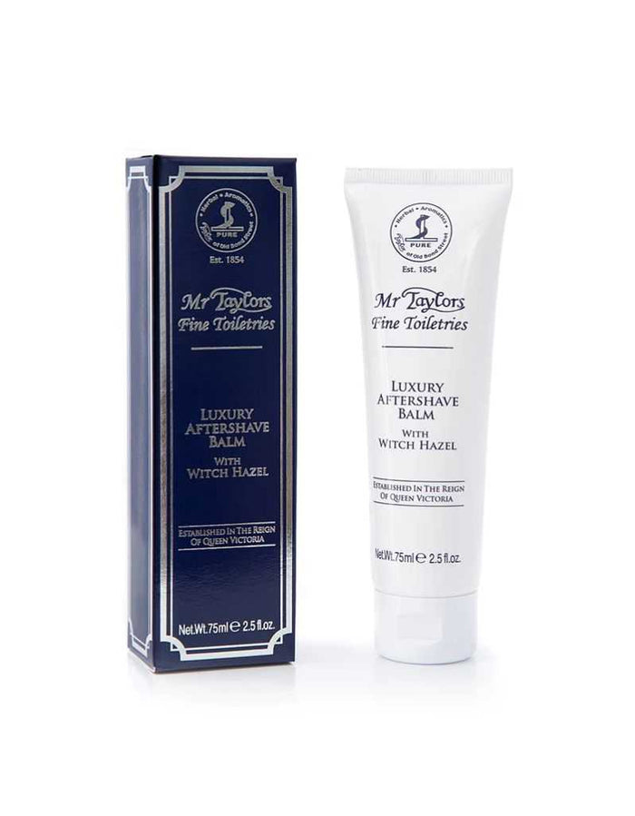 Mr Taylor Aftershave Balm 75ml packaging and tube for men's grooming
