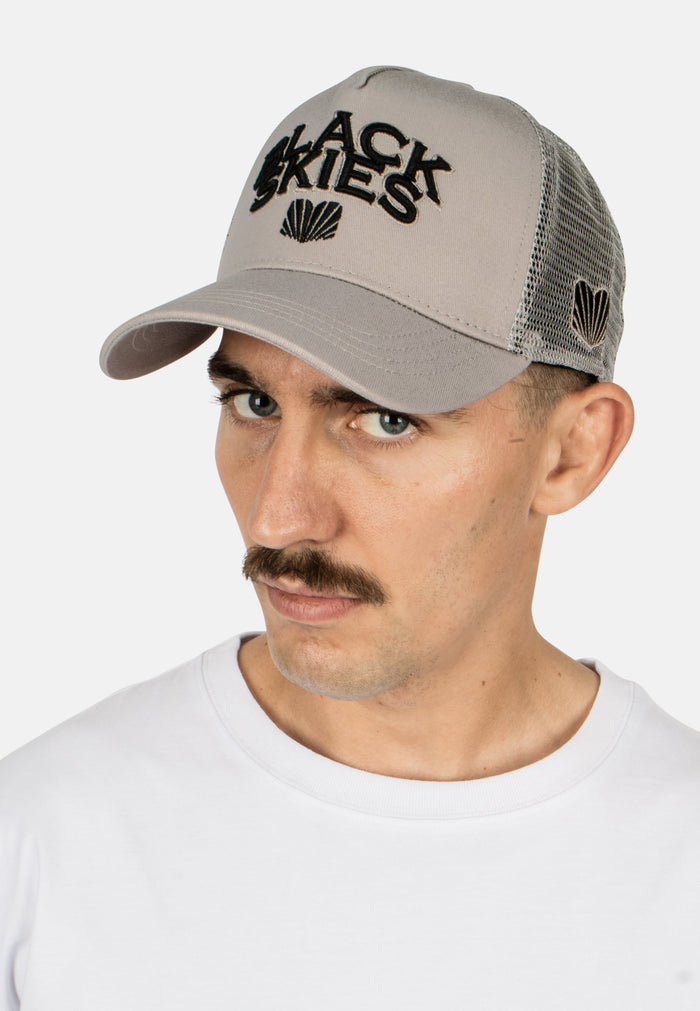 Blackskies-Team-Baseball-Cap-Grey-Black-Model-Side