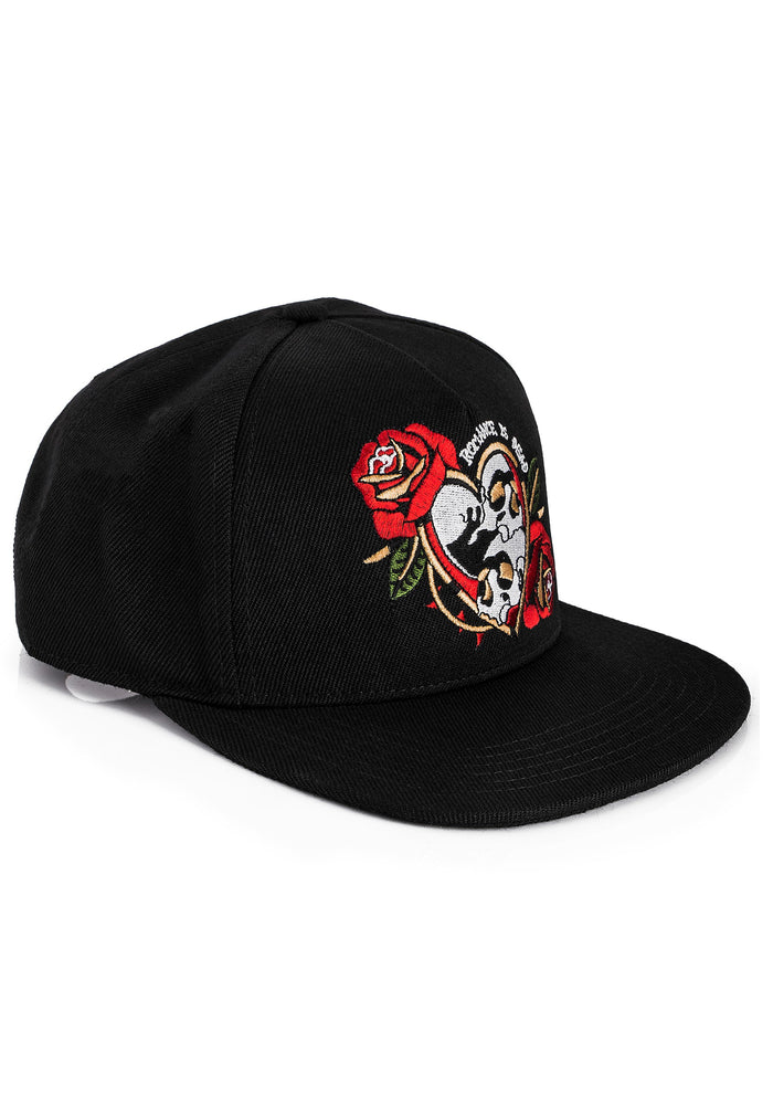 Blackskies-Romance-Snapback-Cap-Skull-Rose-Lover-Tattoo-Neo-Traditional-Side