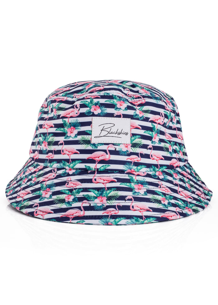Blackskies-Tropical-Flamingo-Bucket-Hat-Blue-White-Striped-2