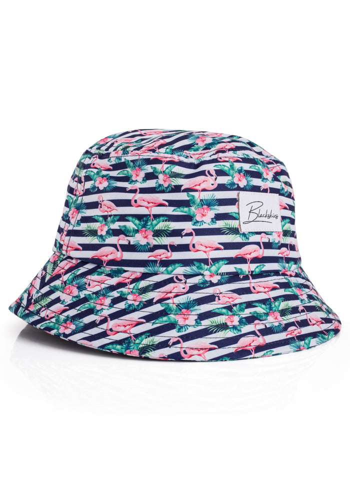 Blackskies-Tropical-Flamingo-Bucket-Hat-Blue-White-Striped-4