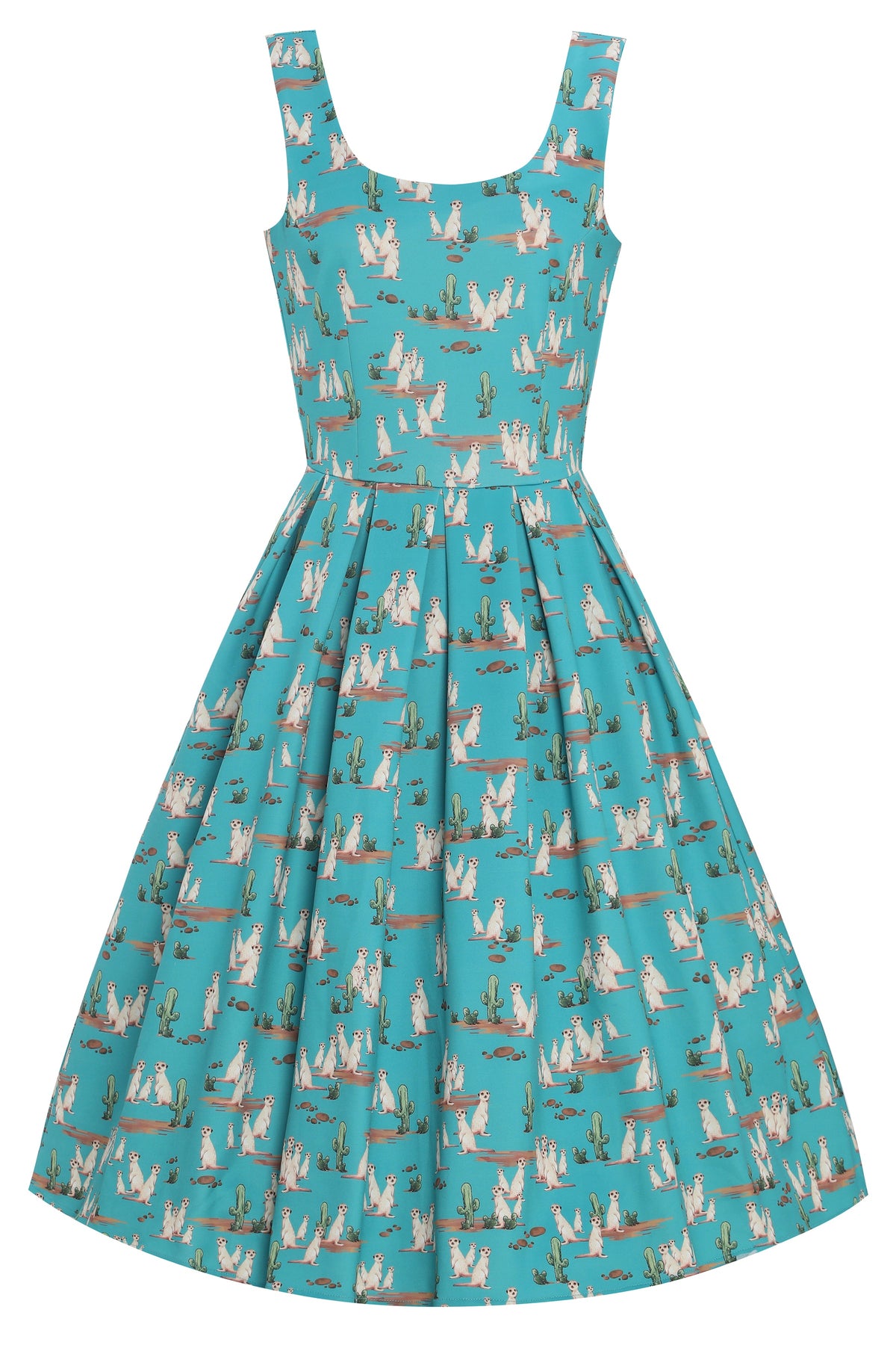 Amanda Turquoise Meerkat Swing Dress
