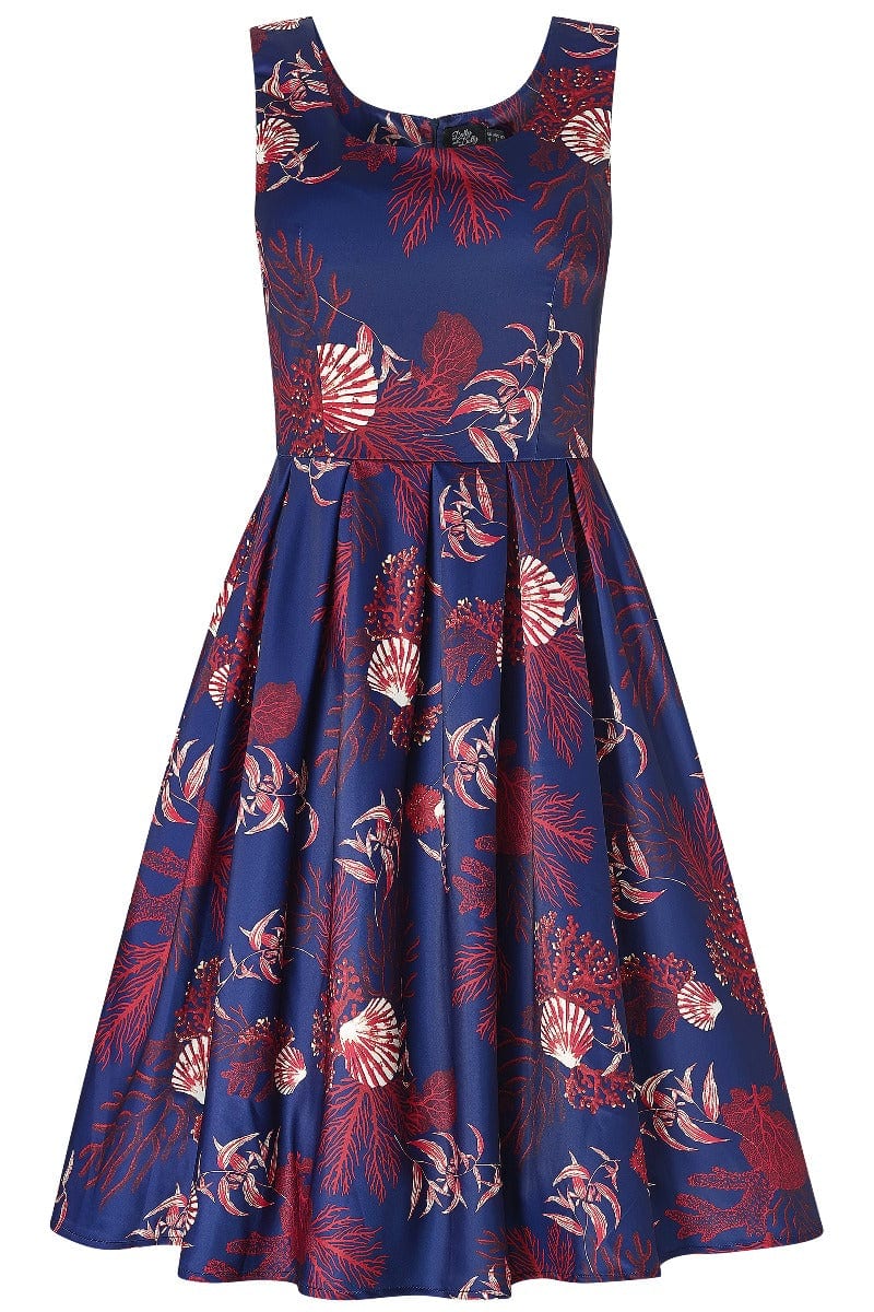 Amanda Scoop Neckline Dress Underwater Print Pink & Blue