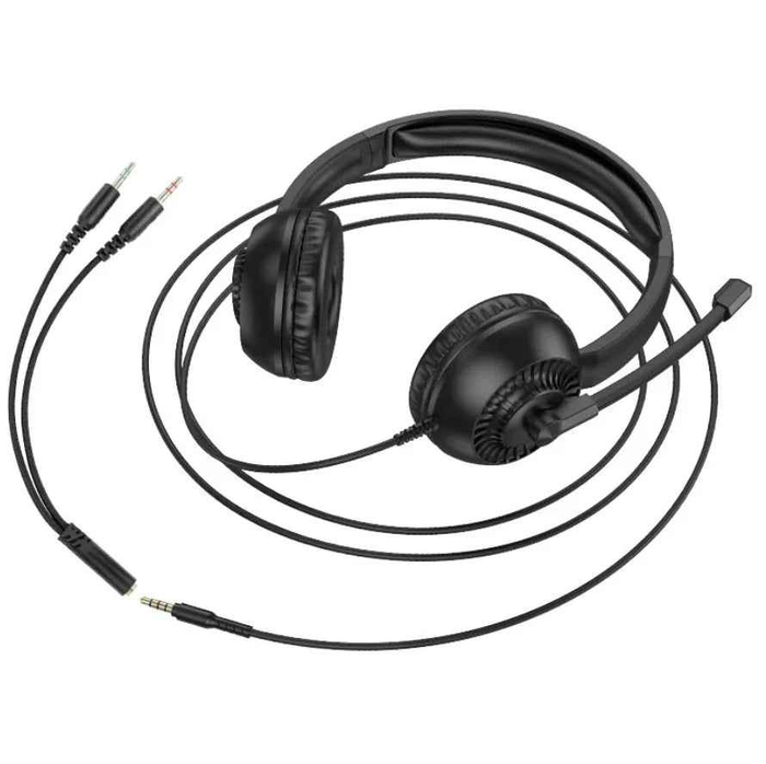Techplus W112 Pure wired call center headset with 3.5mm and USB-A connections, featuring an adjustable headband and cushioned ear cups.