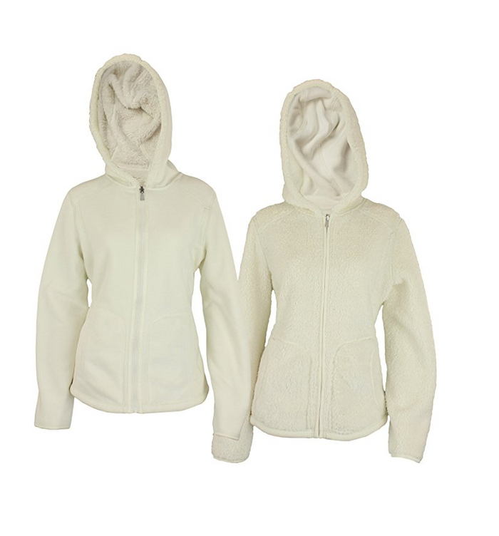 Weatherproof Women's Reversible Full Zip Hooded Polar Fleece&Faux Fur Jacket, Color Options