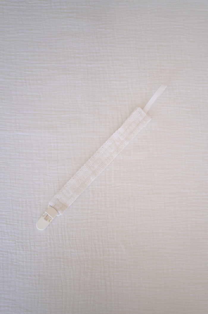 White Broderie Pacifier Holder