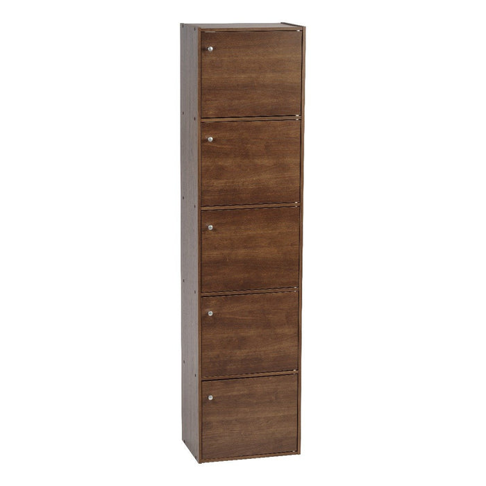 Wood Storage Shelf 5 Tiers with 5 Doors - image 2#color_brown